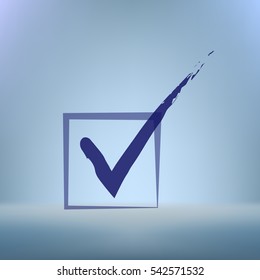Flat paper cut style icon of check box. Vector illustration