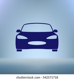 Flat paper cut style icon of a car. Vector illustration