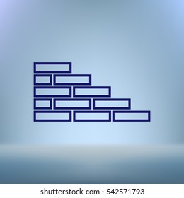 Flat paper cut style icon of brickwork fragment. Vector illustration