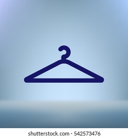 Flat paper cut style icon of hanger. Vector illustration