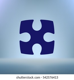 Flat paper cut style icon of puzzle part