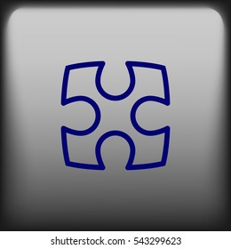 Flat paper cut style icon of puzzle part