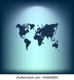 Flat paper cut style icon of World Map. Vector illustration