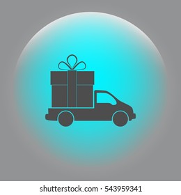 Flat paper cut style icon of vehicle. Delivery car symbol vector illustration