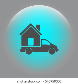 Flat paper cut style icon of vehicle. Delivery car symbol vector illustration