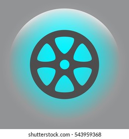 Flat paper cut style icon of old tape spool. Vector illustration
