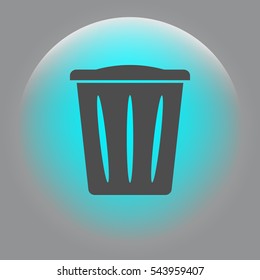 Flat paper cut style icon of trash can. Vector illustration
