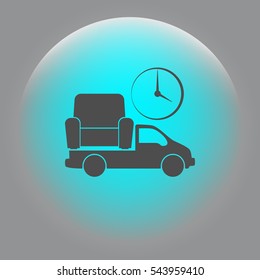 Flat paper cut style icon of vehicle. Delivery car symbol vector illustration