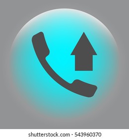 Flat paper cut style icon of out-coming call. Vector illustration