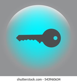 Flat paper cut style icon of an old key. Vector illustration
