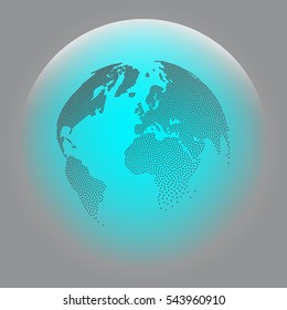Flat paper cut style icon of globe. Vector illustration