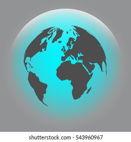 Flat paper cut style icon of globe. Vector illustration
