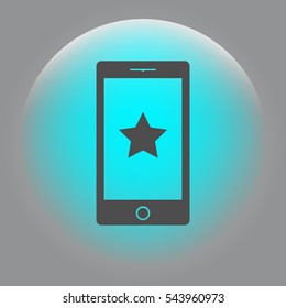Flat paper cut style icon of mobile phone. Vector illustration