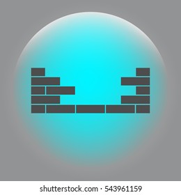 Flat paper cut style icon of brickwork fragment. Vector illustration