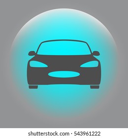 Flat paper cut style icon of a car. Vector illustration