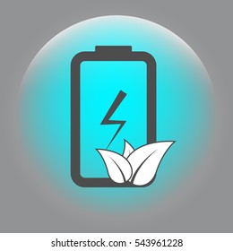 Flat paper cut style icon of eco friendly battery. Vector illustration