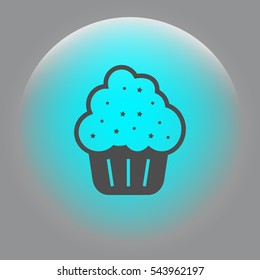 Flat paper cut style icon of cake. Vector illustration