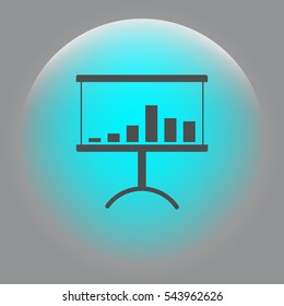 Flat paper cut style icon of a presentation stand. Vector illustration
