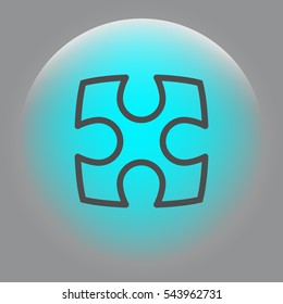 Flat paper cut style icon of puzzle part