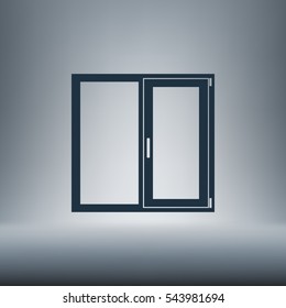 Flat paper cut style icon of modern window. Vector illustration