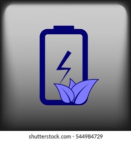 Flat paper cut style icon of eco friendly battery. Vector illustration