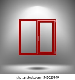 Flat paper cut style icon of modern window. Vector illustration