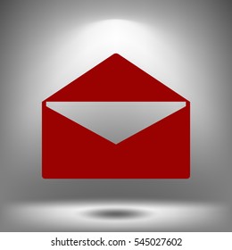 Flat paper cut style icon of envelope. E-mail symbol