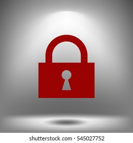 Flat paper cut style icon of a lock. Vector illustration