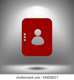 Flat paper cut style icon of an address book. Vector illustration