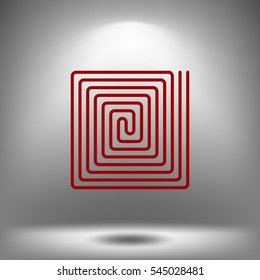 Flat paper cut style icon of floor heating. Vector illustration