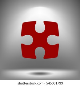 Flat paper cut style icon of puzzle part
