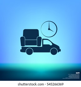 Flat paper cut style icon of vehicle. Delivery car symbol vector illustration