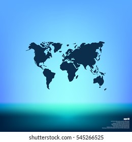 Flat paper cut style icon of World Map. Vector illustration