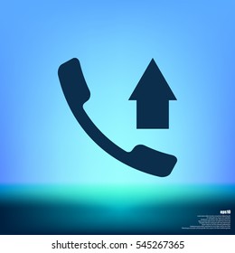 Flat paper cut style icon of out-coming call. Vector illustration