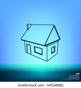 Flat paper cut style icon of house model vector illustration