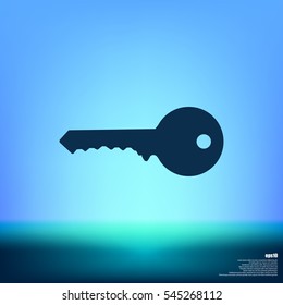 Flat paper cut style icon of an old key. Vector illustration