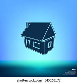 Flat paper cut style icon of house model vector illustration