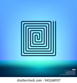 Flat paper cut style icon of floor heating. Vector illustration