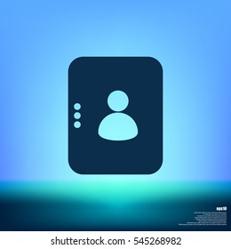 Flat paper cut style icon of an address book. Vector illustration