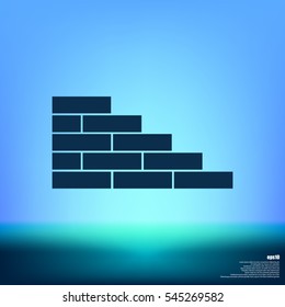 Flat paper cut style icon of brickwork fragment. Vector illustration