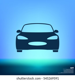 Flat paper cut style icon of a car. Vector illustration