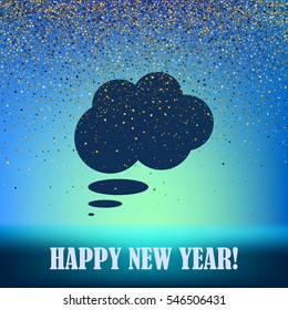 Flat paper cut style icon of thought cloud. Vector illustration