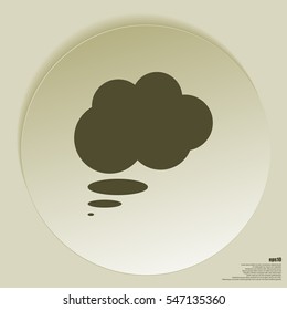 Flat paper cut style icon of thought cloud. Vector illustration
