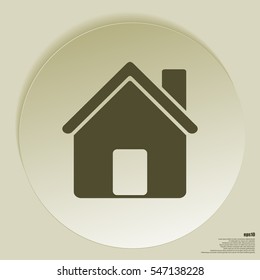 Flat paper cut style icon of house. Vector illustration