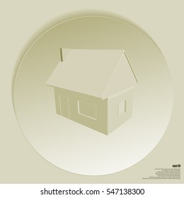Flat paper cut style icon of house model vector illustration