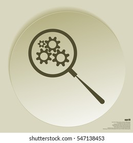 Flat paper cut style icon of magnifier. Vector illustration