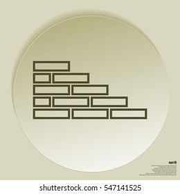 Flat paper cut style icon of brickwork fragment. Vector illustration