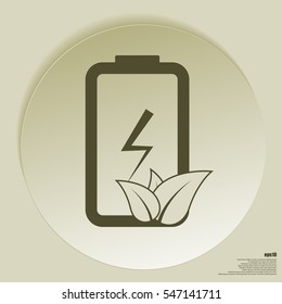 Flat paper cut style icon of eco friendly battery. Vector illustration
