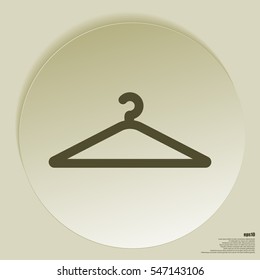 Flat paper cut style icon of hanger. Vector illustration