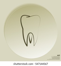 Flat paper cut style icon of tooth. Dentistry symbol icon vector illustration